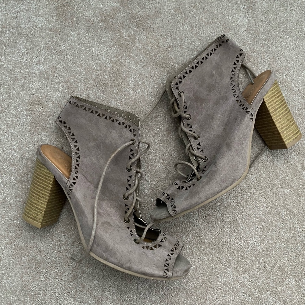 Suede Lace Up Heels